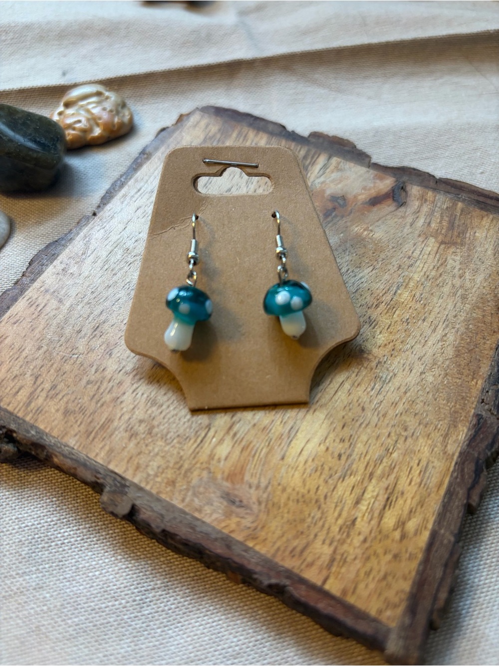 Green Mushroom Earrings
